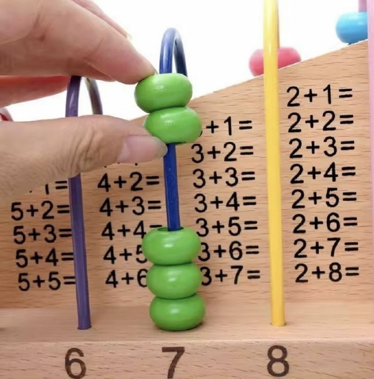 Wooden Multicolor Bead Frame Calculation Abacus Shelf