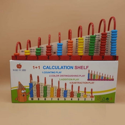 Wooden Multicolor Bead Frame Calculation Abacus Shelf