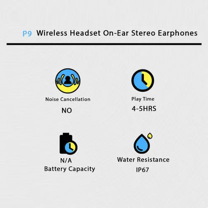 Premium P9 Wireless On-Ear Stereo Earphones